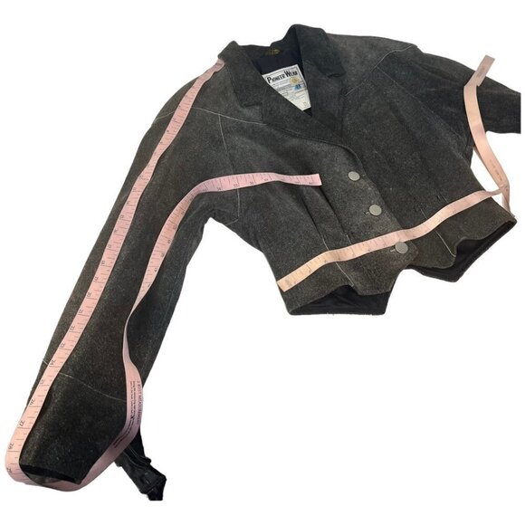 VTG Pioneer Wear Womens Cropped Western Leather Jacket Size 10 Suede 80s Padded - Picture 12 of 12
